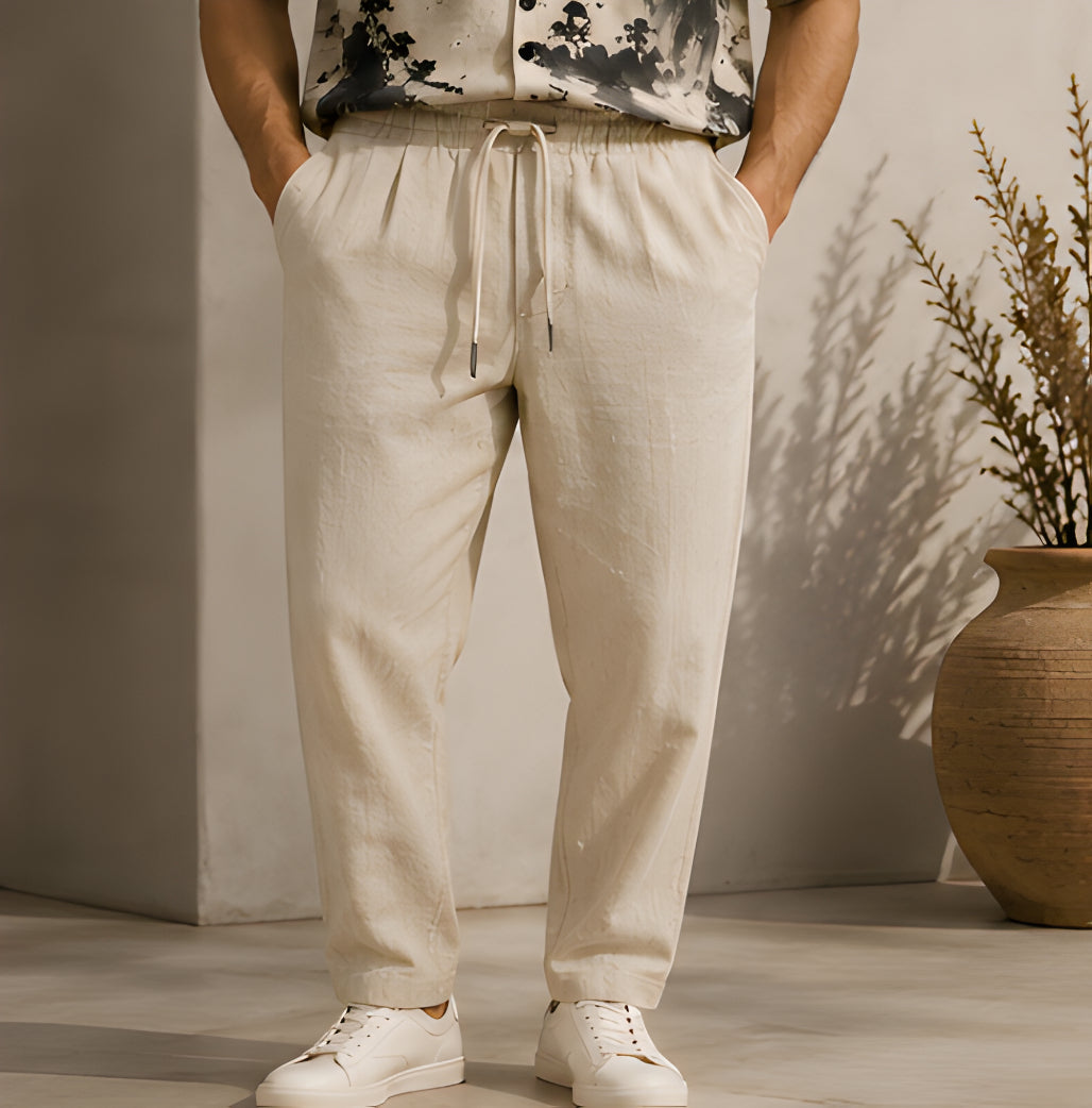 Monaco Linen Trouser – Sand Beige | Tarlano