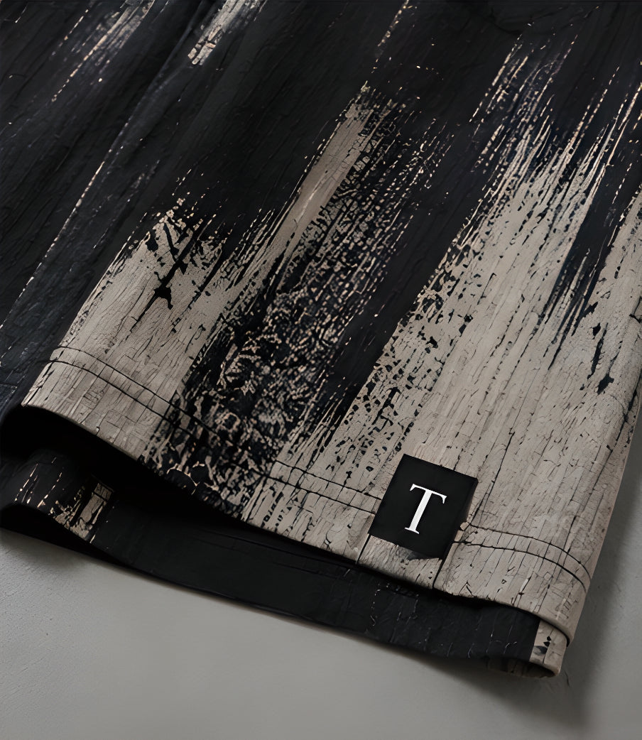 Relentless Brushstroke Camp Collar Shirt - Black | Tarlano