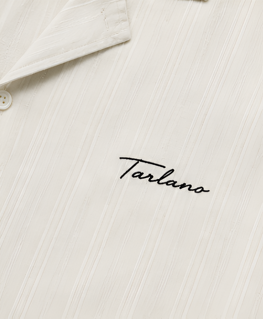 Riviera Textured Camp Collar Shirt – Ivory | Tarlano