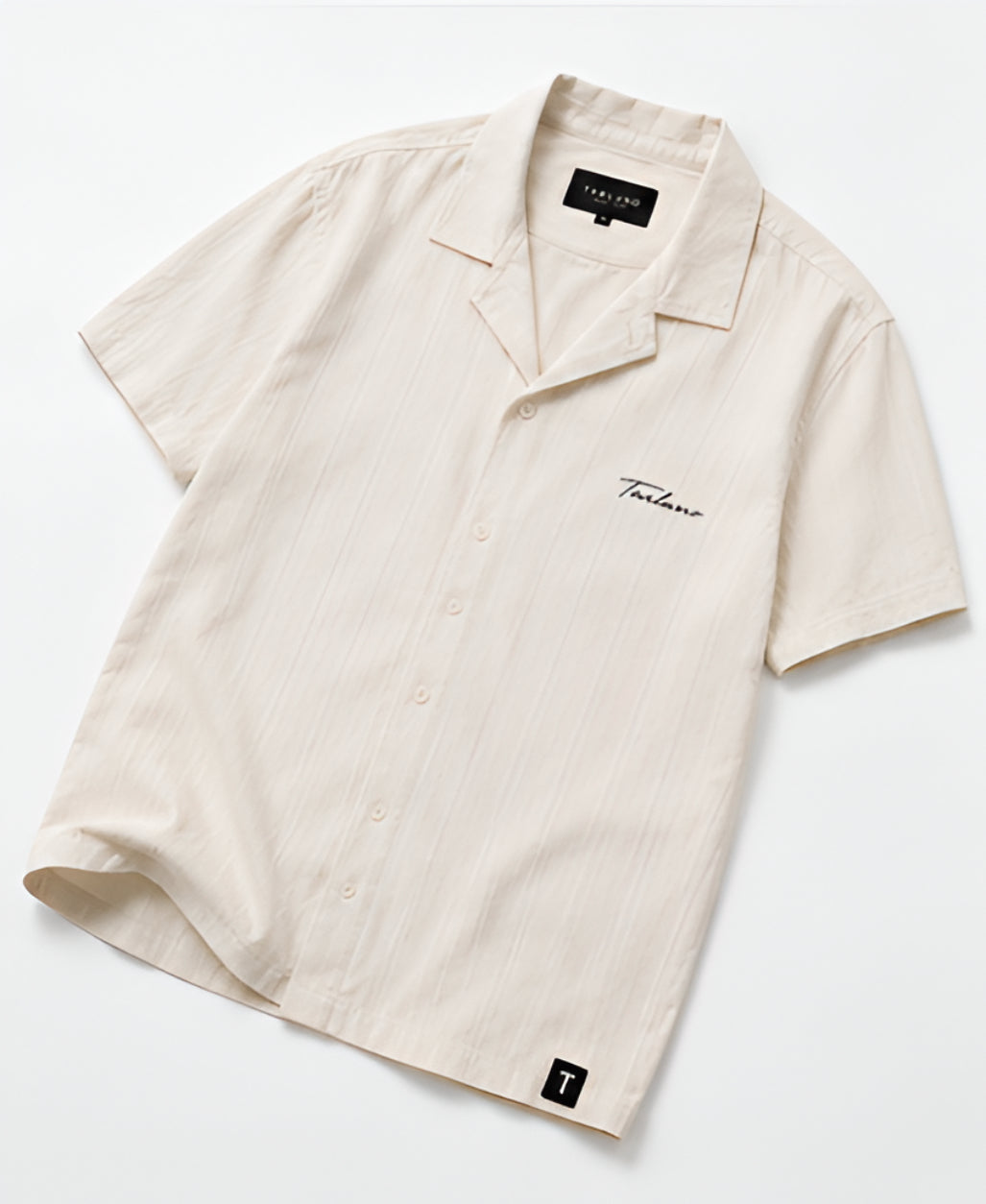 Riviera Textured Camp Collar Shirt – Ivory | Tarlano