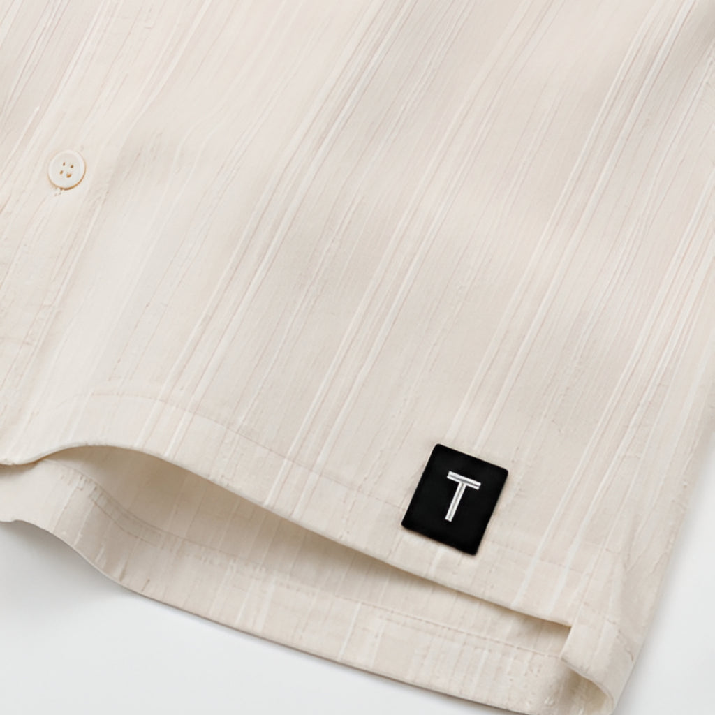 Riviera Textured Camp Collar Shirt – Ivory | Tarlano