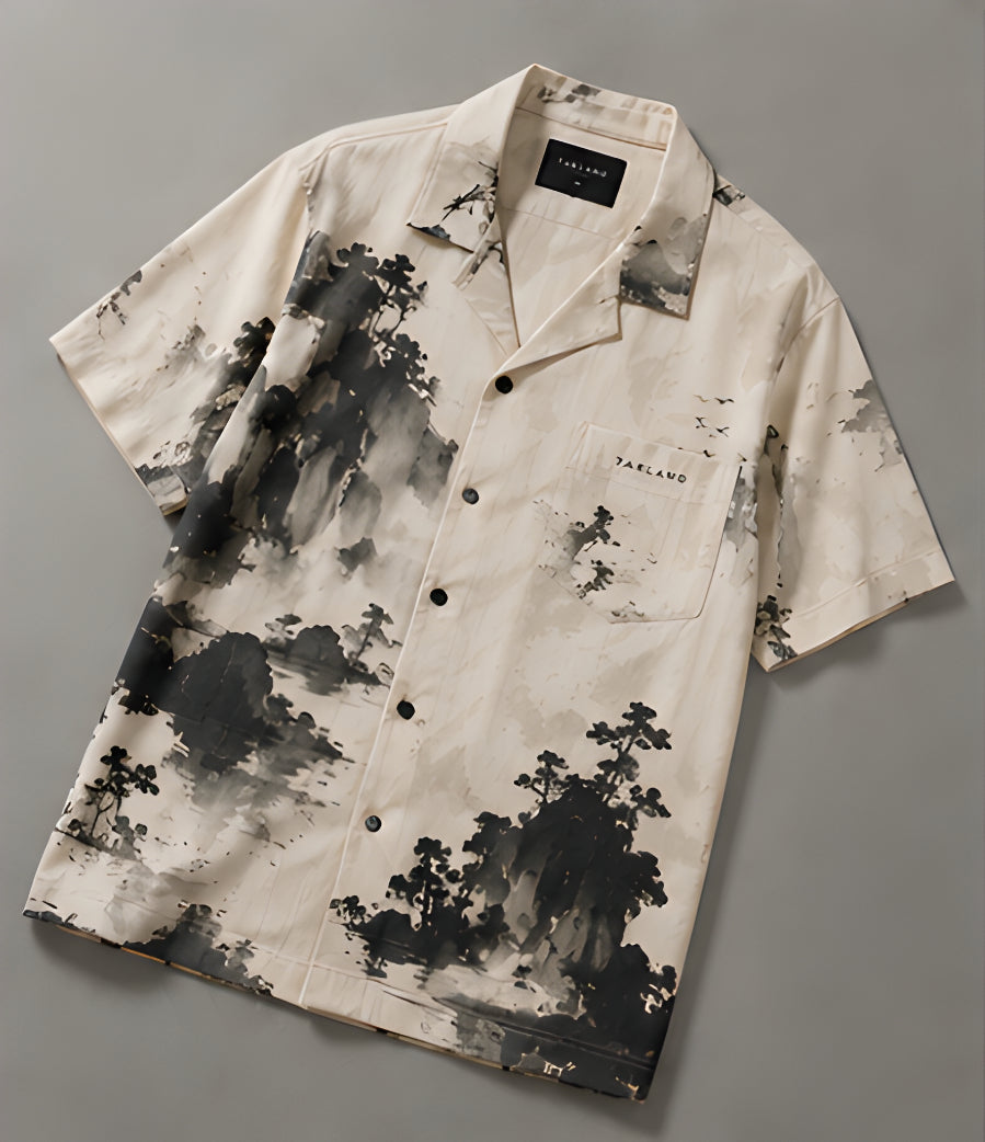 Sumi Coast Camp Collar Shirt - Ivory | Tarlano
