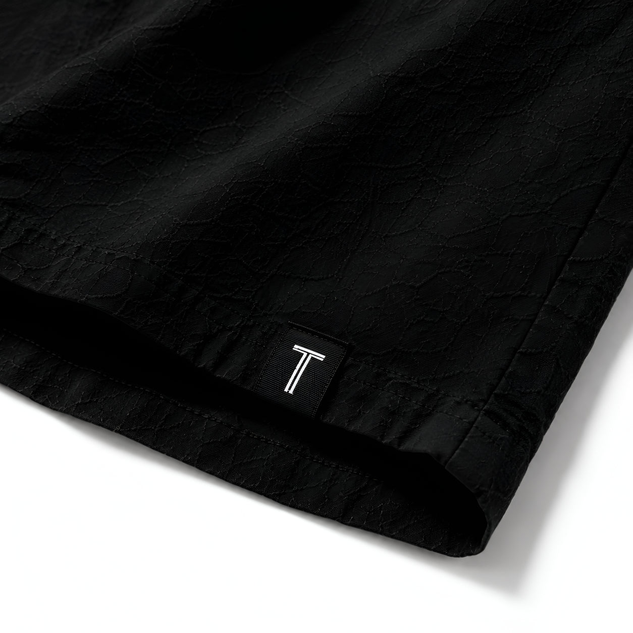 Textured Camp Collar Short Sleeve Shirt - Black | Tarlano