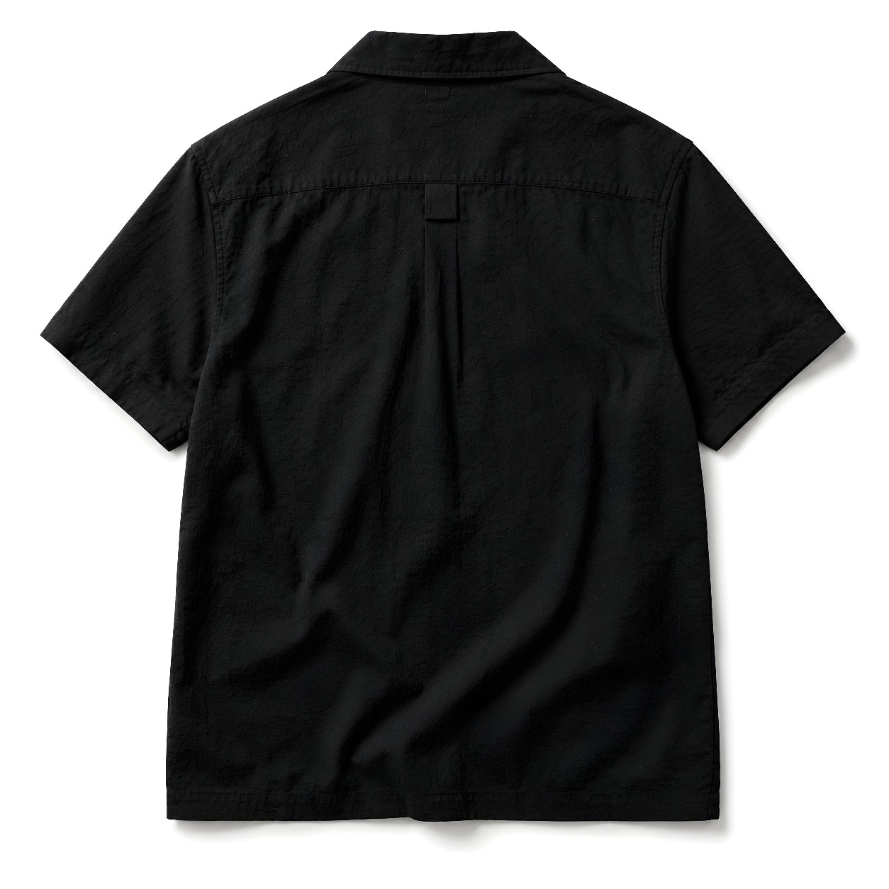 Textured Camp Collar Short Sleeve Shirt - Black | Tarlano